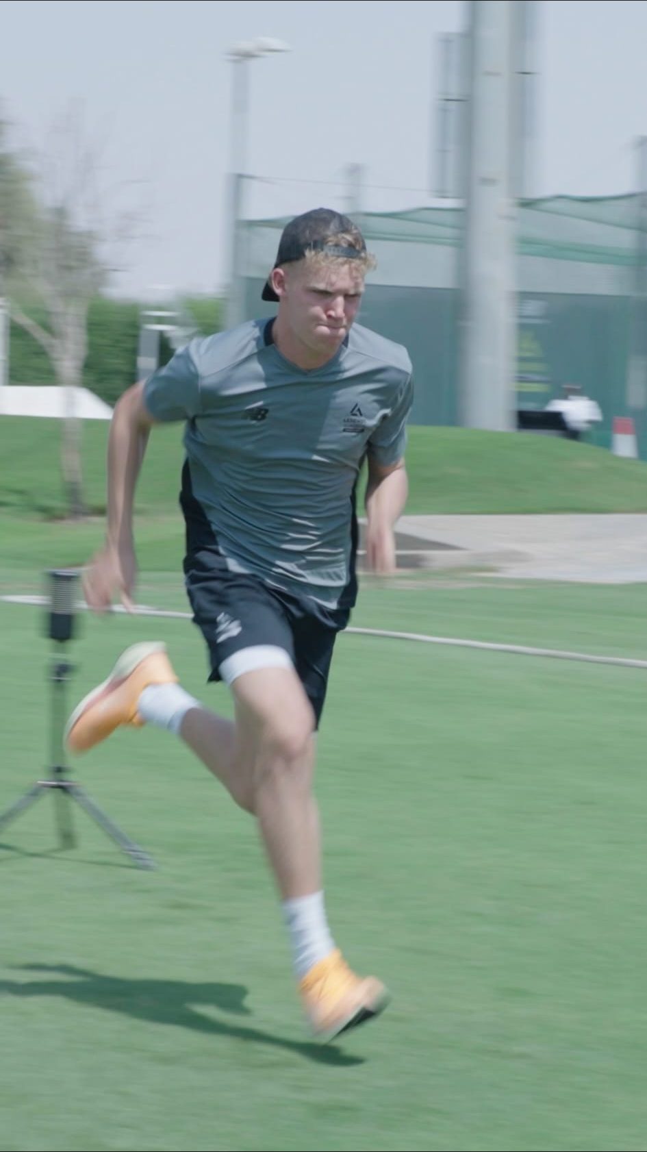 Athlete sprinting outdoors